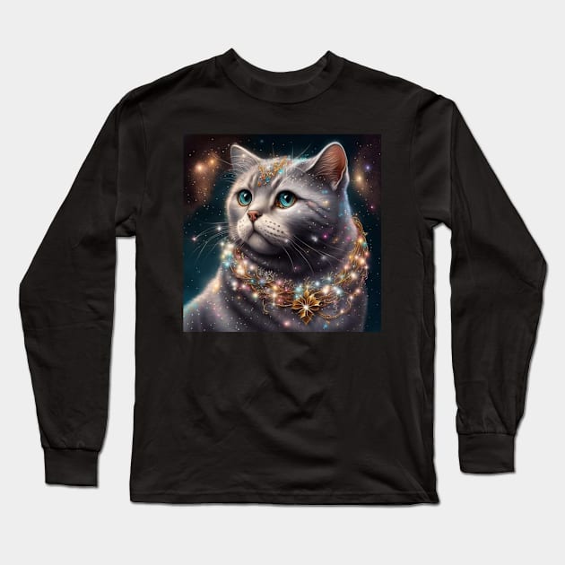 Gleaming British Shorthair Long Sleeve T-Shirt by Enchanted Reverie